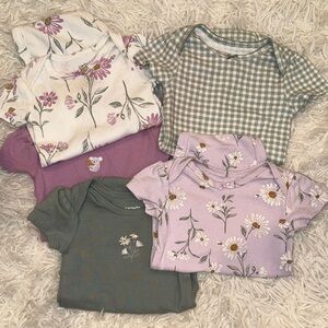 Floral and Gingham Baby Onesie Bundle